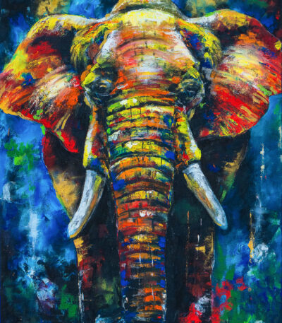 Vibrant Tusker. Oil Wall Art Painting